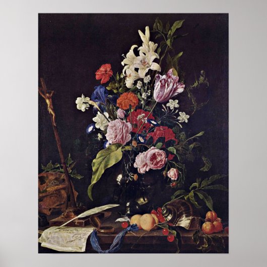 Bloemen in glasvaas door Jan Davidsz de Heem Poster (Voorkant)