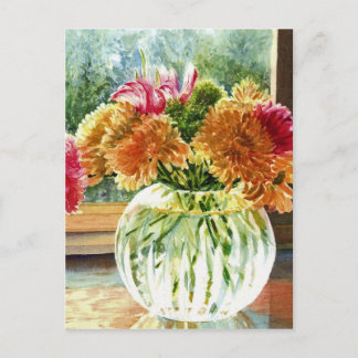 Bloemen in glasvet briefkaart