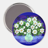 Bloemen in groene vaas bij middernachtmagneet magneet (Voorkant / Achterkant)