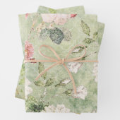Bloemen in groenmozaïekstijlblad inpakpapier vel (In situ)