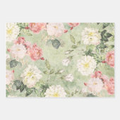 Bloemen in groenmozaïekstijlblad inpakpapier vel (Voorkant)