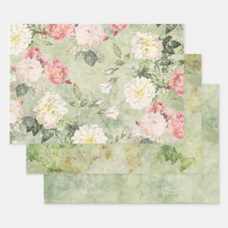 Bloemen in groenmozaïekstijlblad inpakpapier vel