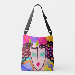 Bloemen in haar Abstracte schilderijen Crossbody Tas