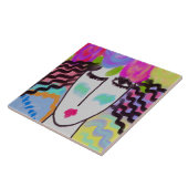 Bloemen in haar haar Abstract digitaal schilderij Tegeltje (Zijkant)