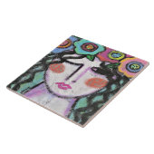 Bloemen in Haar Haar Abstract Portret van een Vrou Tegeltje (Zijkant)