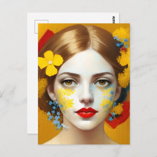 Bloemen in haar haar haar haar haar briefkaart (Voorkant / Achterkant)