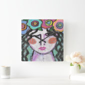 Bloemen in haar haar haar haar haar vierkante klok (Huis)