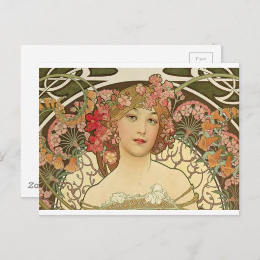 Bloemen in haar Hair Briefkaart (Voorkant / Achterkant)