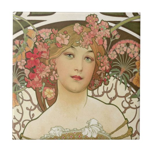 Bloemen in haar Hair Tegeltje (Voorkant)