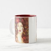Bloemen in haar Mok 11oz (wit/maroon) (Voorkant links)