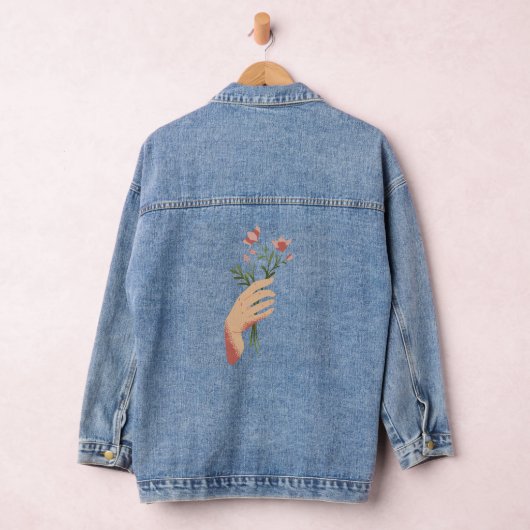 Bloemen in handen denim jacket (Hangar)