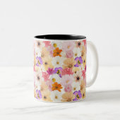 Bloemen in harmonie: een symfonie van kleuren tweekleurige koffiemok (Voorkant rechts)