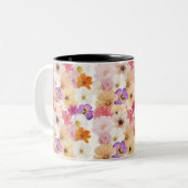 Bloemen in harmonie: een symfonie van kleuren tweekleurige koffiemok (Voorkant links)
