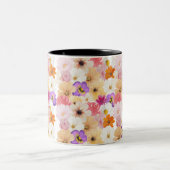 Bloemen in harmonie: een symfonie van kleuren tweekleurige koffiemok (Center)