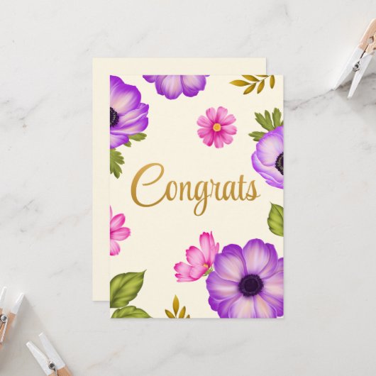 Bloemen in Harmonie Gefeliciteerd Kaart (Voorkant / Achterkant in situ)