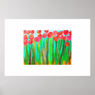 Bloemen in het groot gras poster