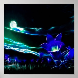 Bloemen in het motorlicht poster