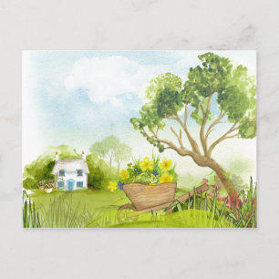 Bloemen in het rijdende landschap briefkaart