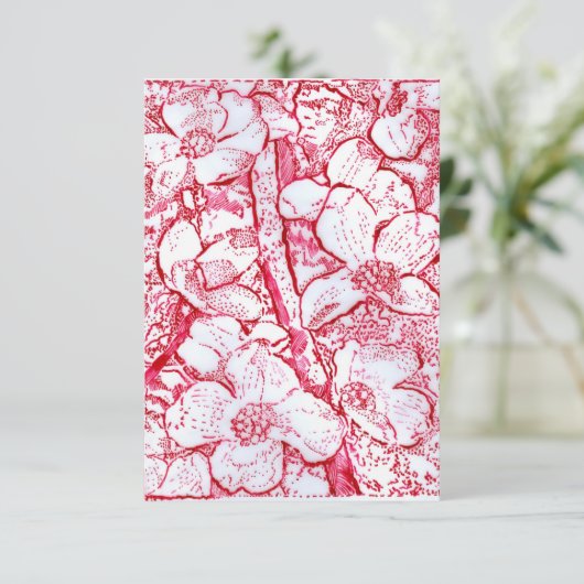 Bloemen in het rode Wenskaart Bedankkaart (Staand voorkant)