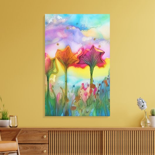 Bloemen in het veld canvas afdruk (Insitu (Woonkamer))