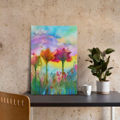 Bloemen in het veld canvas afdruk