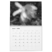 Bloemen in hoog contrast zwart-wit kalender (Mar 2026)