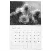 Bloemen in hoog contrast zwart-wit kalender (Feb 2026)