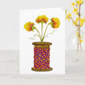 Bloemen in houten spoel kaart (Gele Bloem)