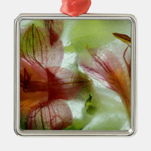 Bloemen in ijs metalen ornament