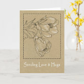 Bloemen in inkt met liefdes5 x 7 gevouwen Kaart (Gele Bloem)