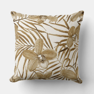 Bloemen in khaki patroon kussen
