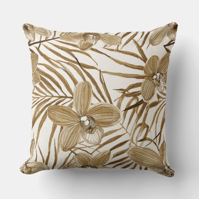 Bloemen in khaki patroon kussen (Voorkant)