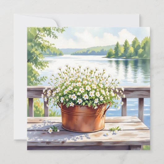 Bloemen in koperen pot op Lakehouse Deck Kaart (Voorkant)