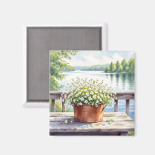 Bloemen in koperen pot op Lakehouse Deck Magneet (Voorkant / Achterkant)