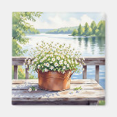 Bloemen in koperen pot op Lakehouse Deck Magneet (Voorkant)
