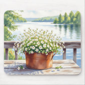 Bloemen in koperen pot op Lakehouse Deck Muismat (Voorkant)