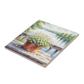 Bloemen in koperen pot op Lakehouse Deck Tegeltje (Zijkant)