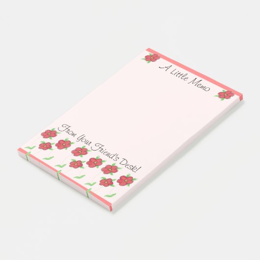 Bloemen in koraal post-it® notes (Schuin)