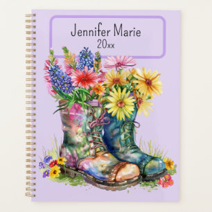 Bloemen in laarzen personaliseren met naam, jaar planner