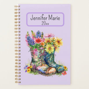 Bloemen in laarzen personaliseren met naam, jaar planner