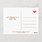 Bloemen in lachende boodschappentas denken aan je briefkaart (Achterkant)