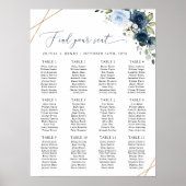 Bloemen in marineblauw, blauwe bloemen, stoelenkaa poster (Voorkant)