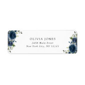 Bloemen in marineblauw, groen, Boho, bruidsfeest Etiket (Voorkant)