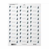 Bloemen in marineblauw, groen, Boho, bruidsfeest Etiket (Full Sheet)