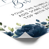 Bloemen in marineblauw, groen, Boho, Mimosa Bar  Poster (Hoek)