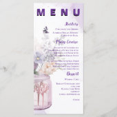 Bloemen in Mason Jar Paarse Bloemen Huwelijksfeest Menu (Voorkant)