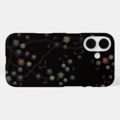 Bloemen in meerdere kleuren op zwart Case-Mate iPhone case (Achterkant (horizontaal))