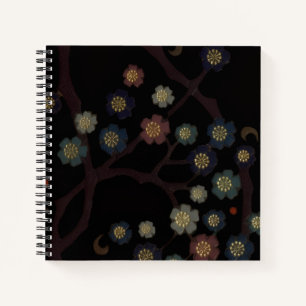 Bloemen in meerdere kleuren op zwart notitieboek