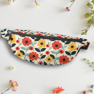 Bloemen in mid century modern stijl heuptasje