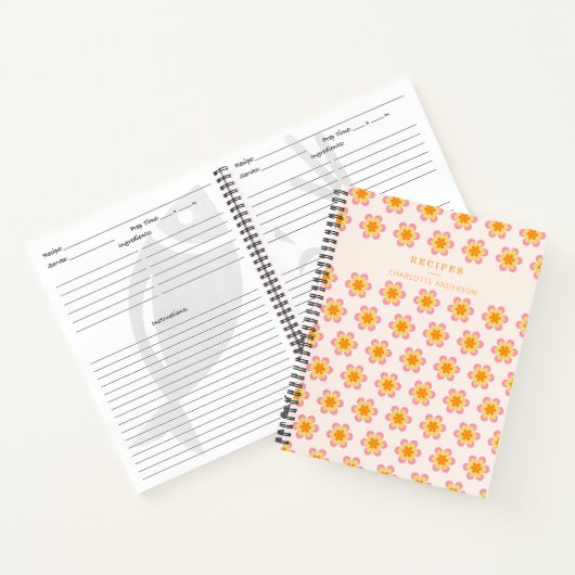  bloemen in Oranje gepersonaliseerd recept Notitieboek (Binnen)